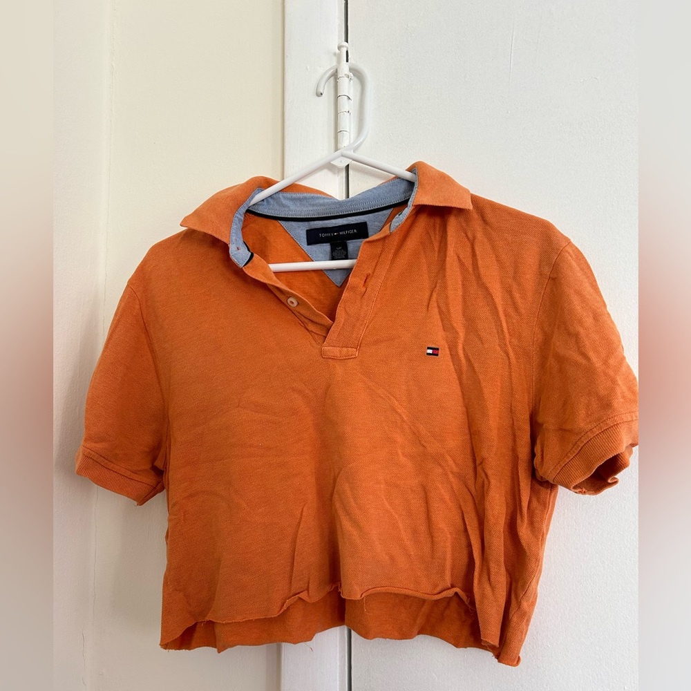 Orange cropped Tommy Hilfiger polo